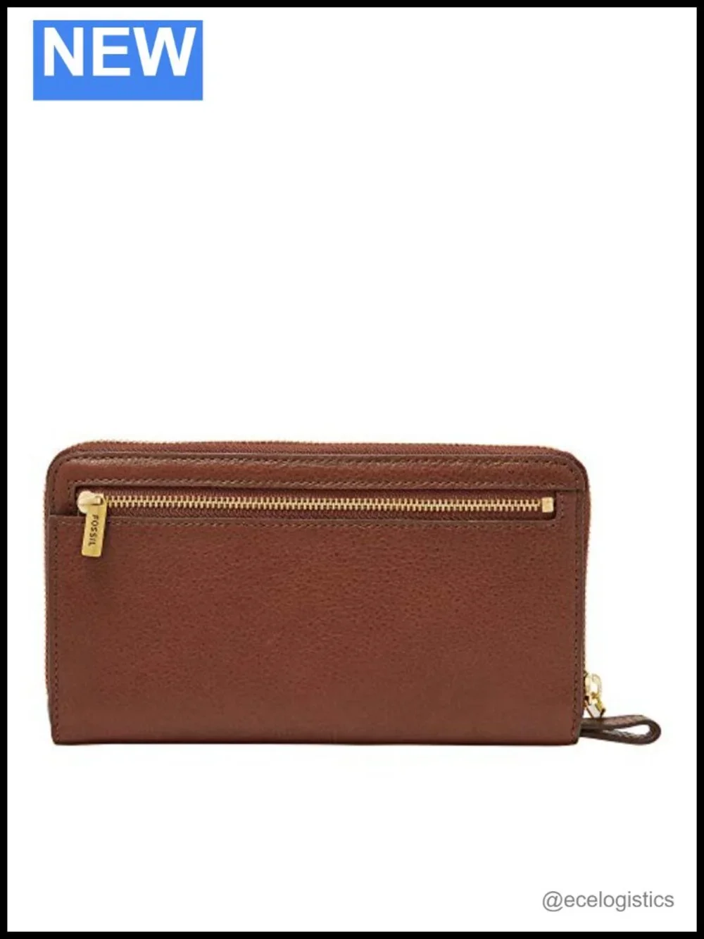 Genuine Leather Zip Around Clutch Wallet with Retractable Wristlet Strap